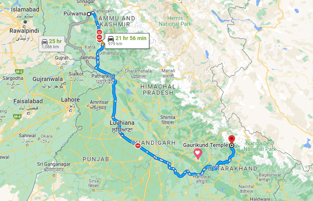 Pulwama to Kedarnath distance and journey – Complete guide
