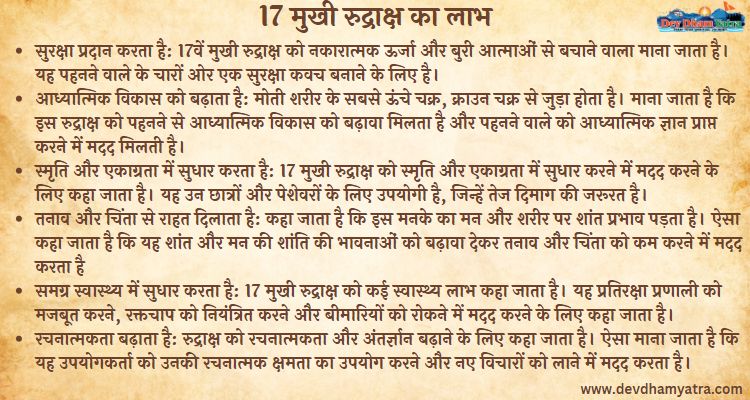 Benefits of 17 Mukhi Rudraksha