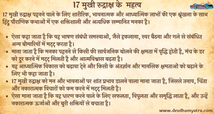 Importance  of 17 Mukhi Rudraksha