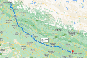 Muzaffarpur to Kedarnath Map