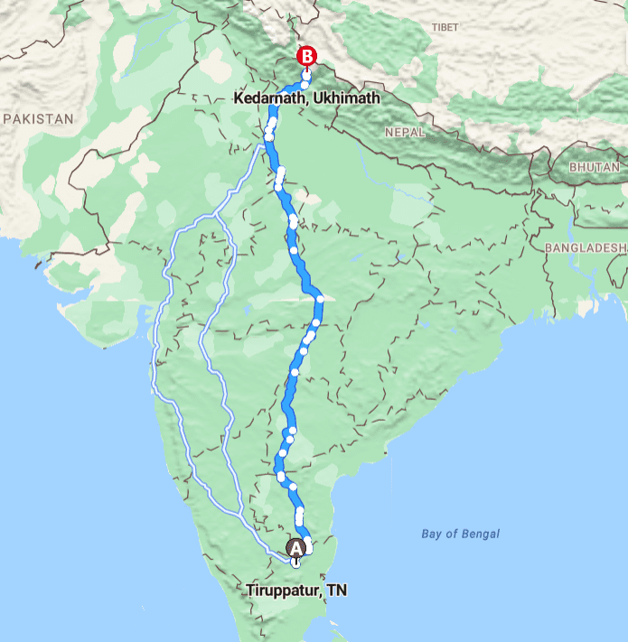 Tirupattur to Kedarnath Map