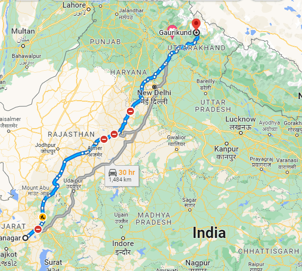 Surendranagar to Kedarnath Distance(1155km)-complete Guide.