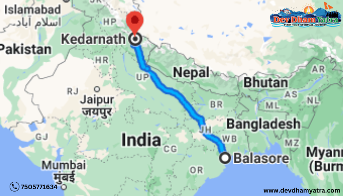 Balasore to Kedarnath Distance