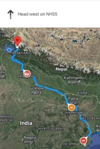 jagatsinghpur to kedarnath distance