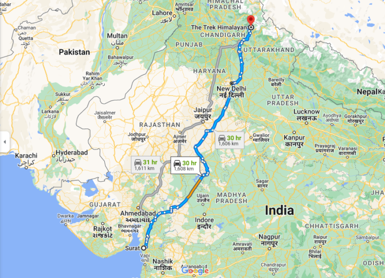 Best way of Surat to Kedarkantha trek 1604km